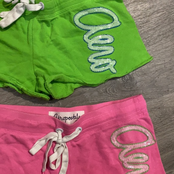 TWO PAIRS OF AEROPOSTALE SHORTS SZ XS PINK AND LIKE GREEN - Picture 2 of 5